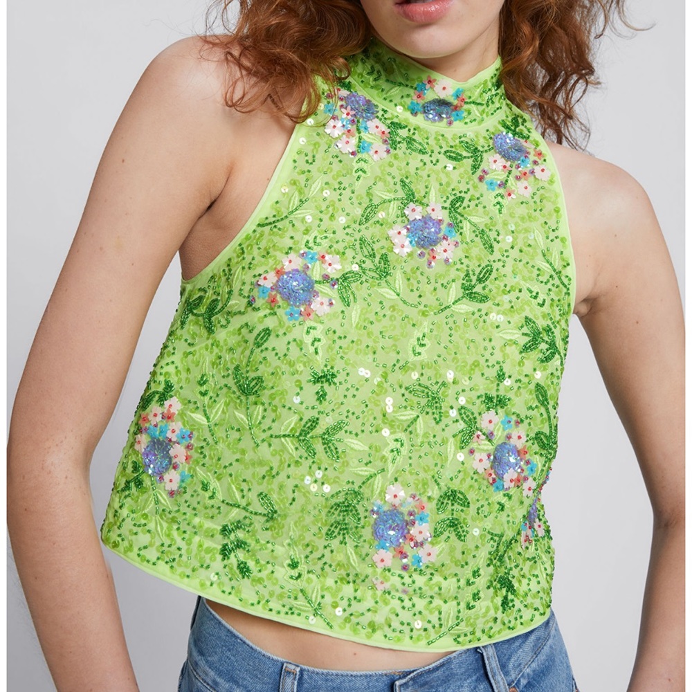 Sequin Embellished Crop Top